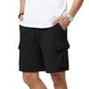 3rd hill Mens Casual Sweat Cargo Cotton Shorts Drawstring Elastic Waist Athletic Workout Gym Jogger Shorts with 5 Pockets Black view 2