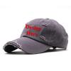 Unisex Distressed Rip Torn Washed Cotton Custom Baseball Cap Adjustable (Print, Grey) view 1