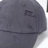 Unisex Distressed Rip Torn Washed Cotton Custom Baseball Cap Adjustable (Print, Grey) view 3