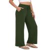 ZOOSIXX Lounge Pants Women - Wide Leg Pants Business Casual Flowy Palazzo Trousers Fashion Clothing Boho Summer Vacation Outfits Beach Pant Outfits Work Olive view 1