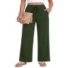ZOOSIXX Lounge Pants Women - Wide Leg Pants Business Casual Flowy Palazzo Trousers Fashion Clothing Boho Summer Vacation Outfits Beach Pant Outfits Work Olive view 2