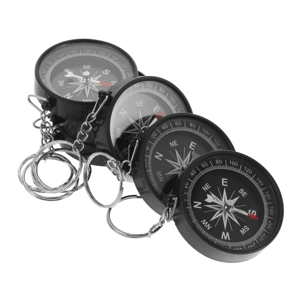 GANAZONO 6 Pack Compass Keychains Small Hiking Compass Grade Keyring Decor Keychain for Party