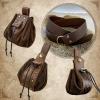 EpicCos 4 PCsMedieval O Ring Belt and Drawstring Pouch Set, Retro Faux Leather Belt Bag Dice Bag Portable Coin Purse For LARP (Brown A) view 3