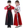 TANZEQI Chinese Traditional Hanfu Dress Suit for Boys and Girls Han Dynasty Ancient Party Dress Traditional Culture Clothing Formal Festival Wear (White and Red, 170) view 2