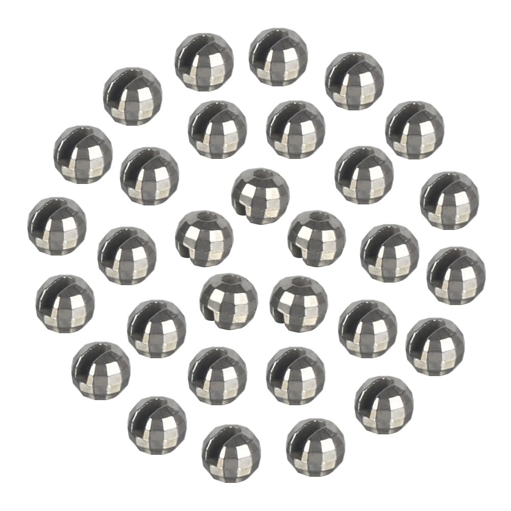 MUUNN 100pcs Tungsten Faceted Slotted Beads for Fly Tying, Sink Deeper and Faster 5 Colors/8 Sizes Slotted Tungsten Beads Fly Tying Beads Head Fly Tying Materials(Plain,2.8mm)