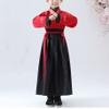 TANZEQI Chinese Traditional Hanfu Dress Suit for Boys and Girls Han Dynasty Ancient Party Dress Traditional Culture Clothing Formal Festival Wear (Red and Black, 150) view 3