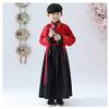 TANZEQI Chinese Traditional Hanfu Dress Suit for Boys and Girls Han Dynasty Ancient Party Dress Traditional Culture Clothing Formal Festival Wear (Red and Black, 150) view 4