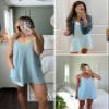 LTSCNRM Women's Hot Shot Mini Dress Athletic Sleeveless Summer Built-in Shorts V Neck Spaghetti Straps Workout Sundress(OxygenBlue-L) view 4