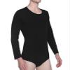 Landofgenie Men One Piece Bodysuit Long Sleeve Onesie Pajamas Tops Cotton Romper Black 4XL view 4