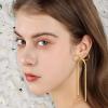 Gold Silver Bow Earrings for Women Trendy Earrings Gold Bow Earrings Long Tassel Drop Dangle Statement Earring Wedding Statement Jewelry (14Gold) view 3