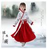 TANZEQI Chinese Traditional Hanfu Dress Suit for Boys and Girls Han Dynasty Ancient Party Dress Traditional Culture Clothing Formal Festival Wear (White and Red, 130) view 4