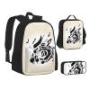 DRTGEDS 3pcs Backpack Sets, Music Note Printed Backpacks Set With Lunch Bag Pencil Pouch view 2