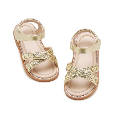 Otter MOMO Toddler/Little Girls Open Toe Summer Gold Sandals Flower Girl Shoes Size 8