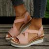 NineFit Basics Womens Wedge Sandals Mid Heel Espadrilles Wedges Platform Sandals for Women Dressy Summer Comfortable Orthopedic Sandals Strappy Sandals for Women Walking Sandals Casual, 8, Pink-g view 2
