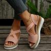 NineFit Basics Womens Wedge Sandals Mid Heel Espadrilles Wedges Platform Sandals for Women Dressy Summer Comfortable Orthopedic Sandals Strappy Sandals for Women Walking Sandals Casual, 8, Pink-g view 3