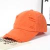 Unisex Distressed Rip Torn Washed Cotton Custom Baseball Cap Adjustable (Print, Orange) view 4