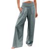 Womens Cargo Pants Mid Rise Dressy Women's Cotton Linen Pants for Summer Elastic Waist Casual Wide Leg Beach Trousers with Pockets Khaki X-Large view 4