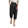 Black Linen Pants Women Straight Leg Petite Wide Leg Linen Pants for Women Casual Loose Fit High Waisted Pants with Drawstrings Khaki X-Large view 1