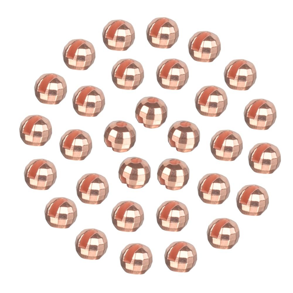 MUUNN 100pcs Tungsten Faceted Slotted Beads for Fly Tying, Sink Deeper and Faster 5 Colors/8 Sizes Slotted Tungsten Beads Fly Tying Beads Head Fly Tying Materials(Copper,2.8mm)