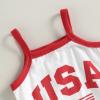 ZINTAOZT Baby Girl 4th of July Outfit Strap Sleeveless Stars Striped Flag Tank Top Romper Shorts Headband 3Pcs Patriotic Set (A Red, 3-6 Months) view 4