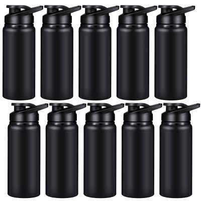 CHENGU 4 Pieces Water Bottle Bulk 20 oz Aluminum Reusable Bottles Lightweight Snap Lid Water Cups Easy Carry Leak Proof Travel Tumbler for Gym Sports Camping Hiking Fishing (Black)