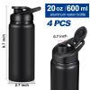 CHENGU 4 Pieces Water Bottle Bulk 20 oz Aluminum Reusable Bottles Lightweight Snap Lid Water Cups Easy Carry Leak Proof Travel Tumbler for Gym Sports Camping Hiking Fishing (Black) view 2