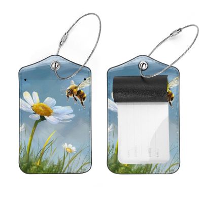 2-Pc,Luggage Tag,Bag Tags for Luggage,Travel Suitcase Tags,Daisy Cute Bee Flower Honey