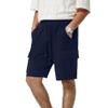 3rd hill Mens Casual Sweat Cargo Cotton Shorts Drawstring Elastic Waist Athletic Workout Gym Jogger Shorts with 5 Pockets Navy Blue view 1