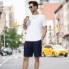 3rd hill Mens Casual Sweat Cargo Cotton Shorts Drawstring Elastic Waist Athletic Workout Gym Jogger Shorts with 5 Pockets Navy Blue view 3