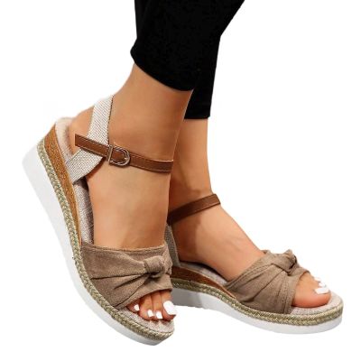 NineFit Basics Womens Wedge Sandals Mid Heel Espadrilles Wedges Platform Sandals for Women Dressy Summer Comfortable Orthopedic Sandals Strappy Sandals for Women Walking Sandals Casual, 9, Khaki-h