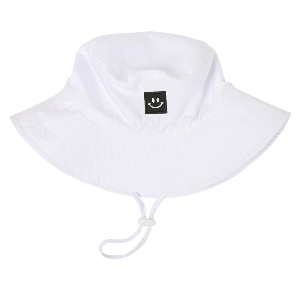 Baby Toddler Sun Hat,Kids Summer UPF 50+ Foldable Beach Bucket Hat for Boys Girls Children 0-6 Months White