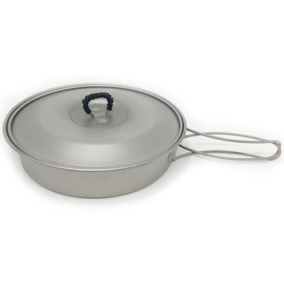 Outdoor Camping Outdoors Cooking Equipment Camp Accessories Titanium Frying Pan Lightweight Pan Portable Camping Cooker for Hiking Fishing Adventures Picnics (Size : Pan+Cover) ()
