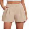 Feiersi Womens Casual Elastic Waist Wide Leg Suit Tailored Shorts Summer Dressy Work Shorts with Pockets(Khaki,X-Large) view 1