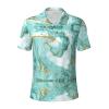 Turquoise Gold Marble Print Mens Polo Shirts Suitable for Casual & Formal Occasions view 1