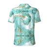 Turquoise Gold Marble Print Mens Polo Shirts Suitable for Casual & Formal Occasions view 3