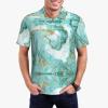 Turquoise Gold Marble Print Mens Polo Shirts Suitable for Casual & Formal Occasions view 4