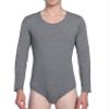 Landofgenie Men One Piece Bodysuit Long Sleeve Onesie Pajamas Tops Cotton Romper Grey M view 3
