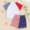 BeQeuewll Baby Boy 4th of July Outfit Toddler Babe Dude Shirt Star Stripe Flag Shorts Boys Patriotic Outfit Summer Clothing (star spangled dude, 2-3 Years) view 3