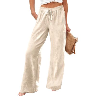 Generic Womens Mid Rise Cargo Work Pants Women's Linen High Waisted Straight Pants Casual Flowy Wide Leg Drawstring Trousers with Pockets Orders Placed by Me On Amazon in 2024 Khaki X-Large, Beige