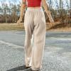 Generic Womens Mid Rise Cargo Work Pants Women's Linen High Waisted Straight Pants Casual Flowy Wide Leg Drawstring Trousers with Pockets Orders Placed by Me On Amazon in 2024 Khaki X-Large, Beige view 2
