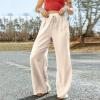 Generic Womens Mid Rise Cargo Work Pants Women's Linen High Waisted Straight Pants Casual Flowy Wide Leg Drawstring Trousers with Pockets Orders Placed by Me On Amazon in 2024 Khaki X-Large, Beige view 3