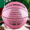 Moactiv Customized Engraved Pink Basketball Gifts for Daughter from Parents - Personalized Christmas Graduation Day Gifts - Gifts with Love,Size 7-29.5" view 2
