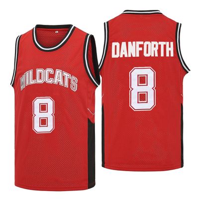 Mens Wildcats High School Basketball Jersey #8 Chad Danforth Shirt Jersey #8 Red Large