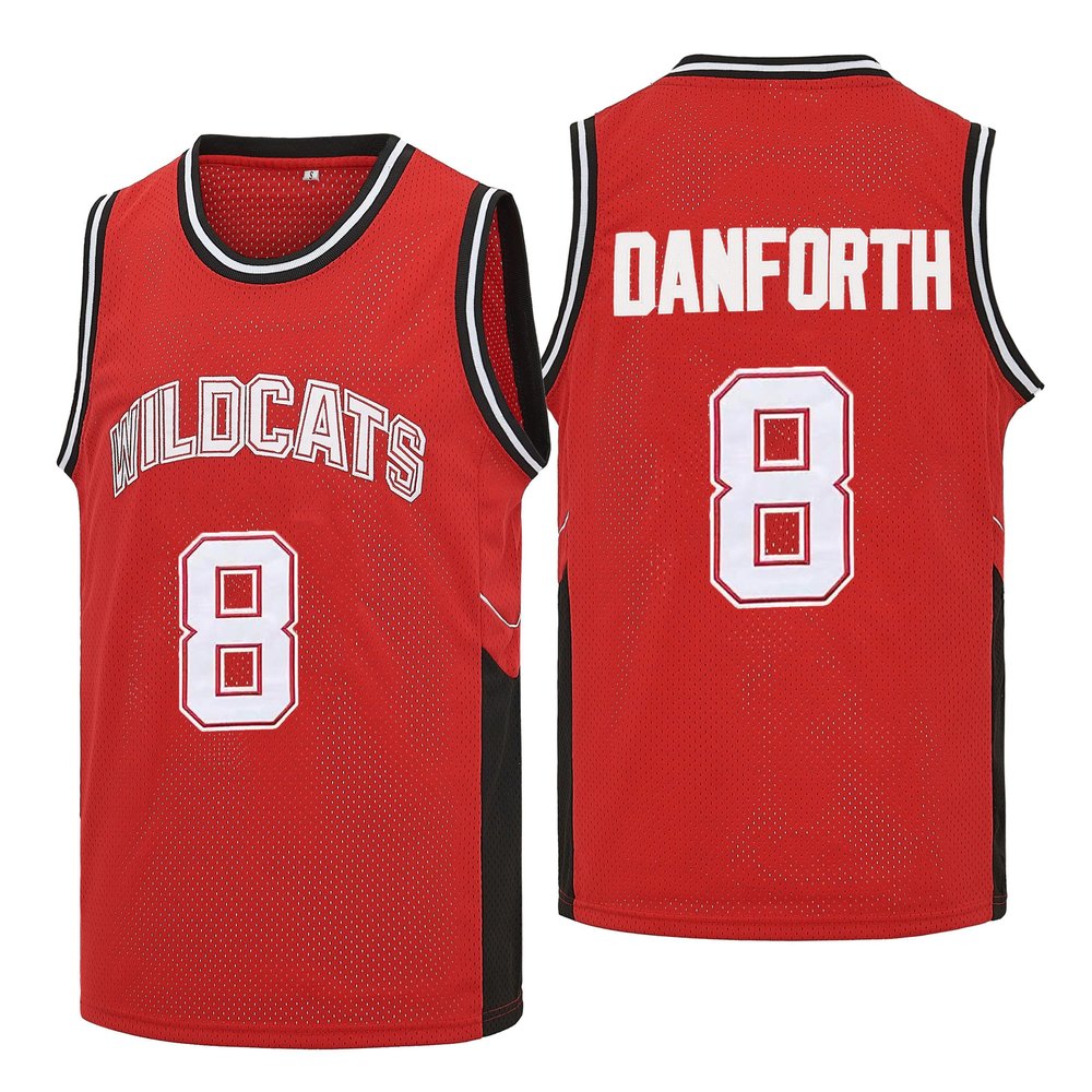 Mens Wildcats High School Basketball Jersey #8 Chad Danforth Shirt Jersey #8 Red Large