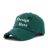 Unisex Distressed Rip Torn Washed Cotton Custom Baseball Cap Adjustable (Print, Green) view 1