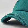Unisex Distressed Rip Torn Washed Cotton Custom Baseball Cap Adjustable (Print, Green) view 4