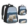 DRTGEDS 3pcs Backpack Sets, Polar Bear Printed Backpacks Set With Lunch Bag Pencil Pouch view 2