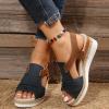 NineFit Basics Womens Wedge Sandals Mid Heel Espadrilles Wedges Platform Sandals for Women Dressy Summer Comfortable Orthopedic Sandals Strappy Sandals for Women Walking Sandals Casual, 7, Navy-c view 4