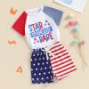 BeQeuewll Baby Boy 4th of July Outfit Toddler Babe Dude Shirt Star Stripe Flag Shorts Boys Patriotic Outfit Summer Clothing (star spangled babe, 0-6 Months) view 2