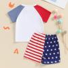 BeQeuewll Baby Boy 4th of July Outfit Toddler Babe Dude Shirt Star Stripe Flag Shorts Boys Patriotic Outfit Summer Clothing (star spangled babe, 0-6 Months) view 3